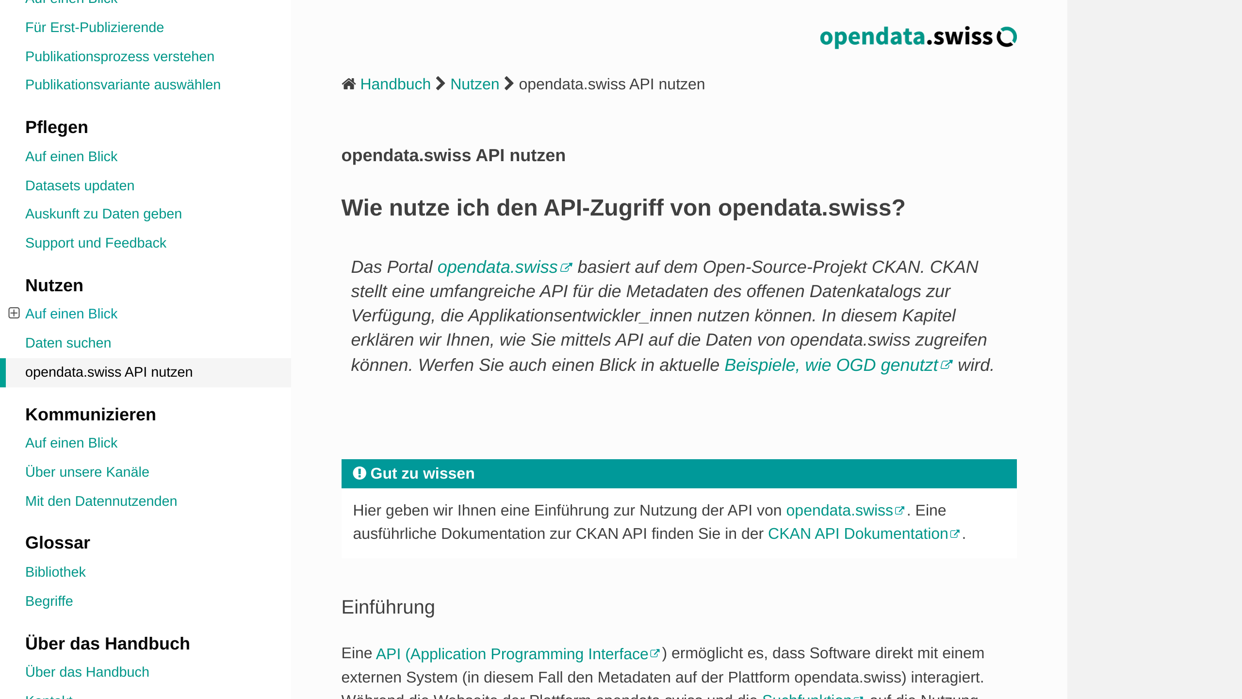Open Government, Switzerland's website screenshot