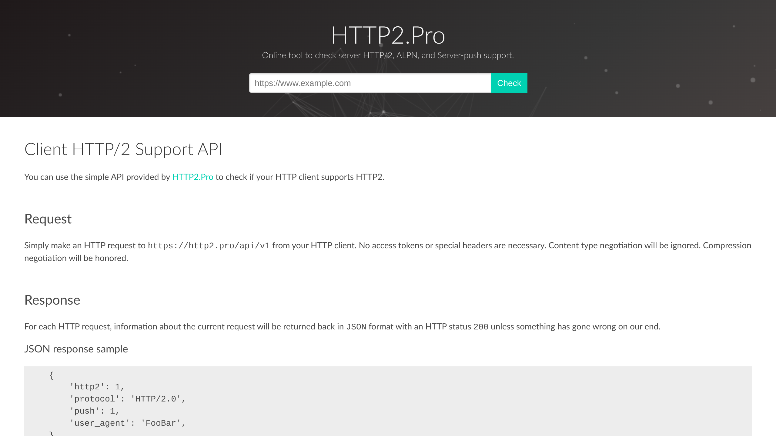 HTTP2.Pro's website screenshot