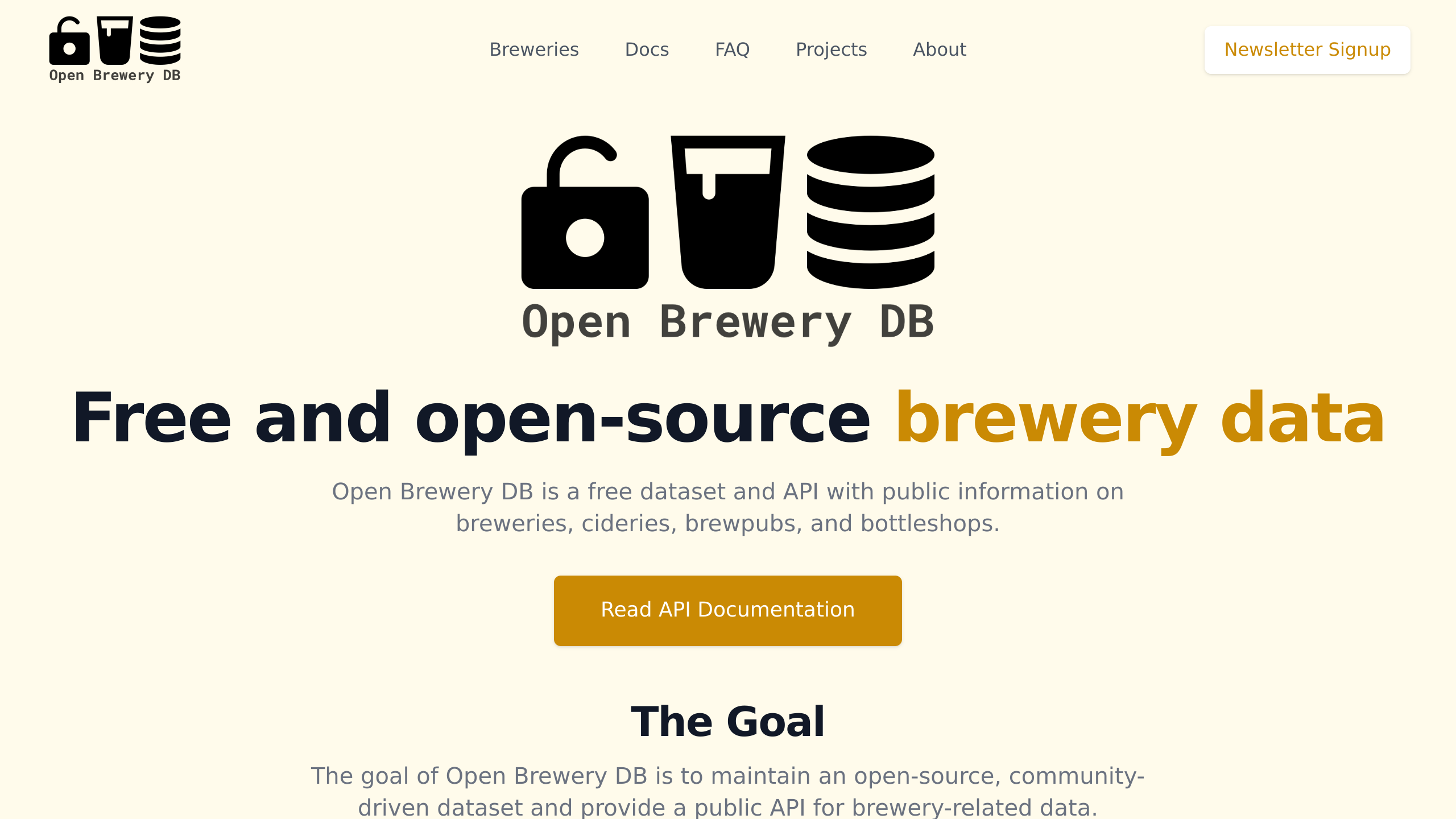 Open Brewery DB's website screenshot