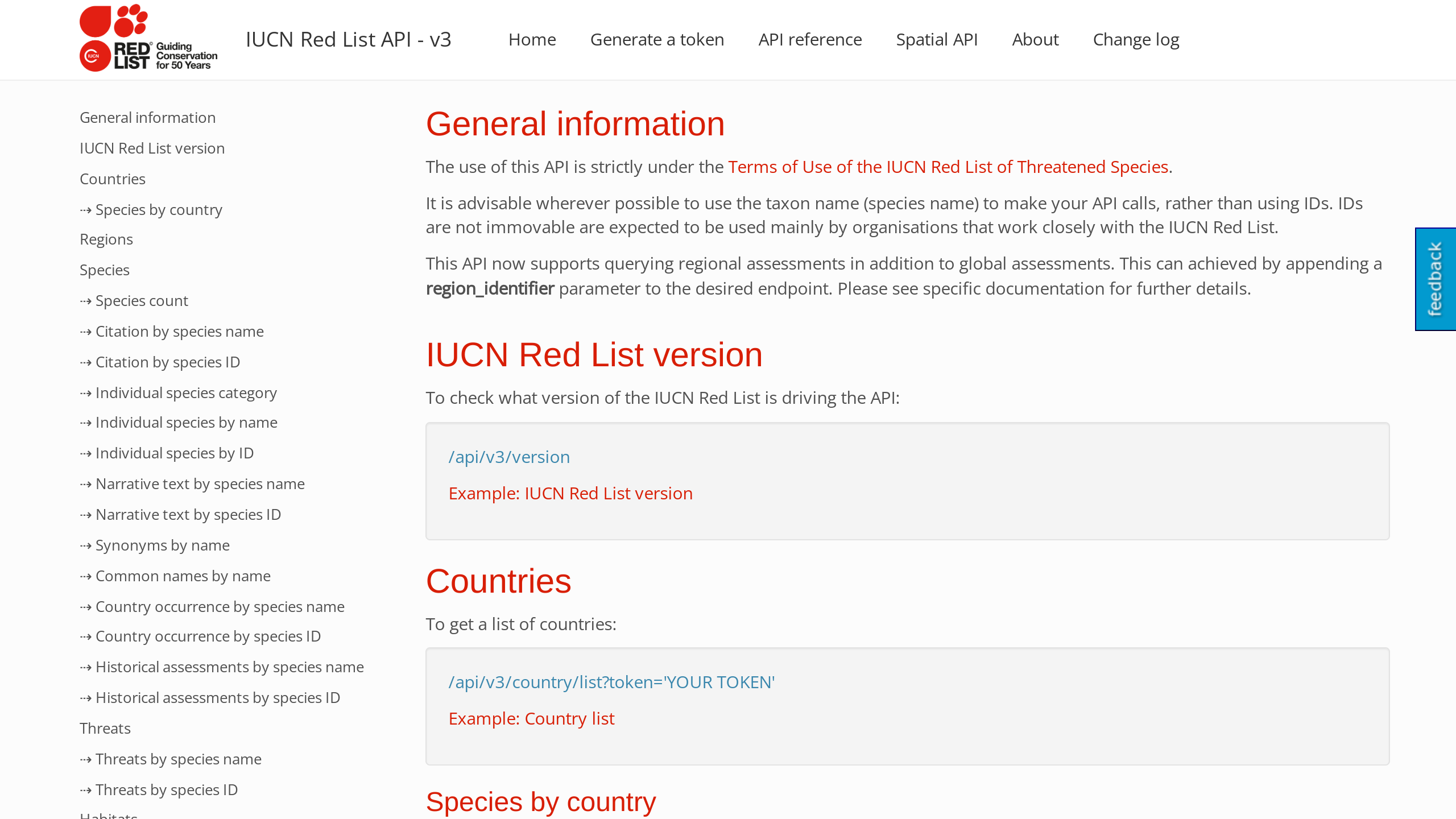 IUCN's website screenshot