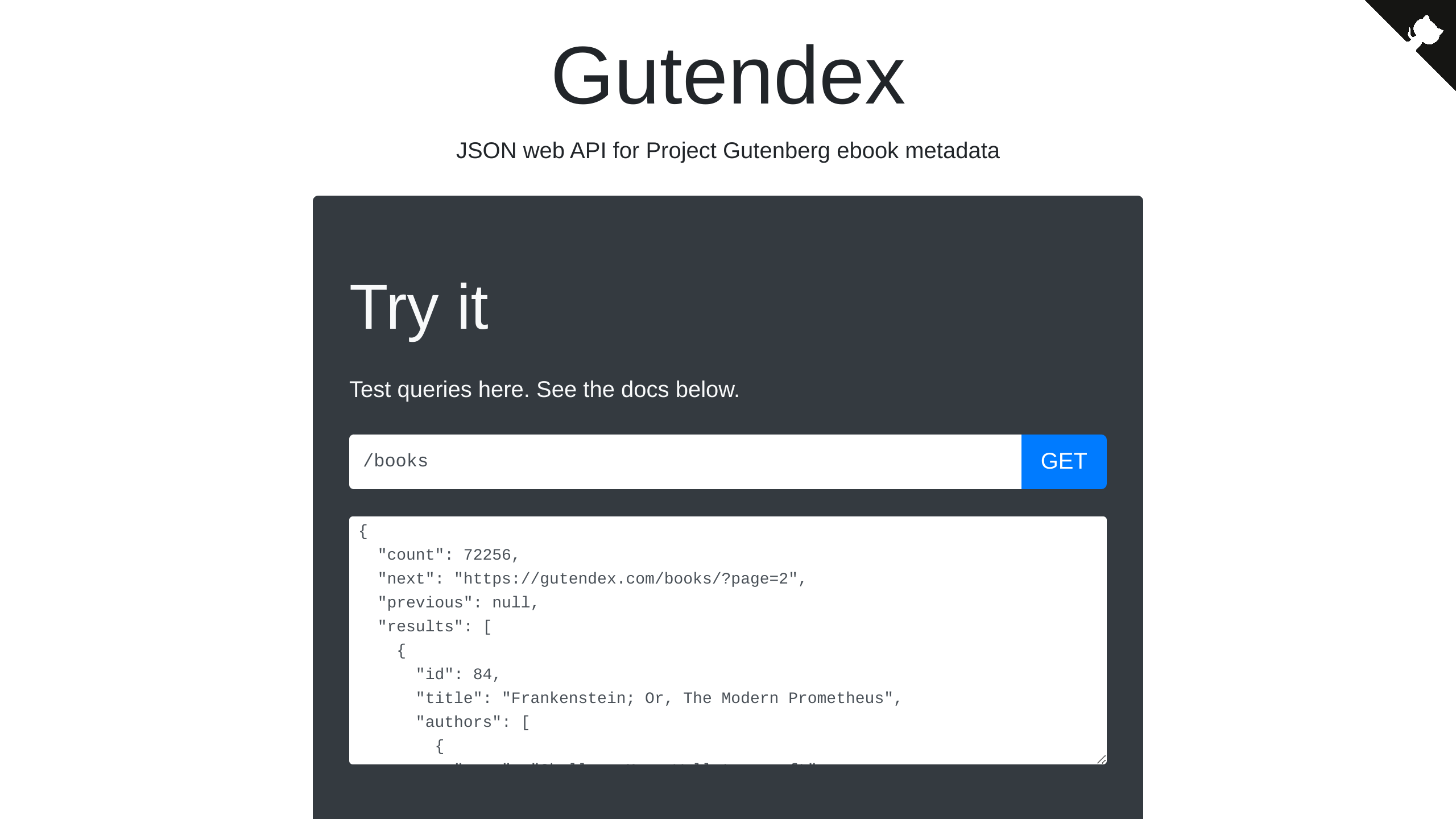 Gutendex's website screenshot