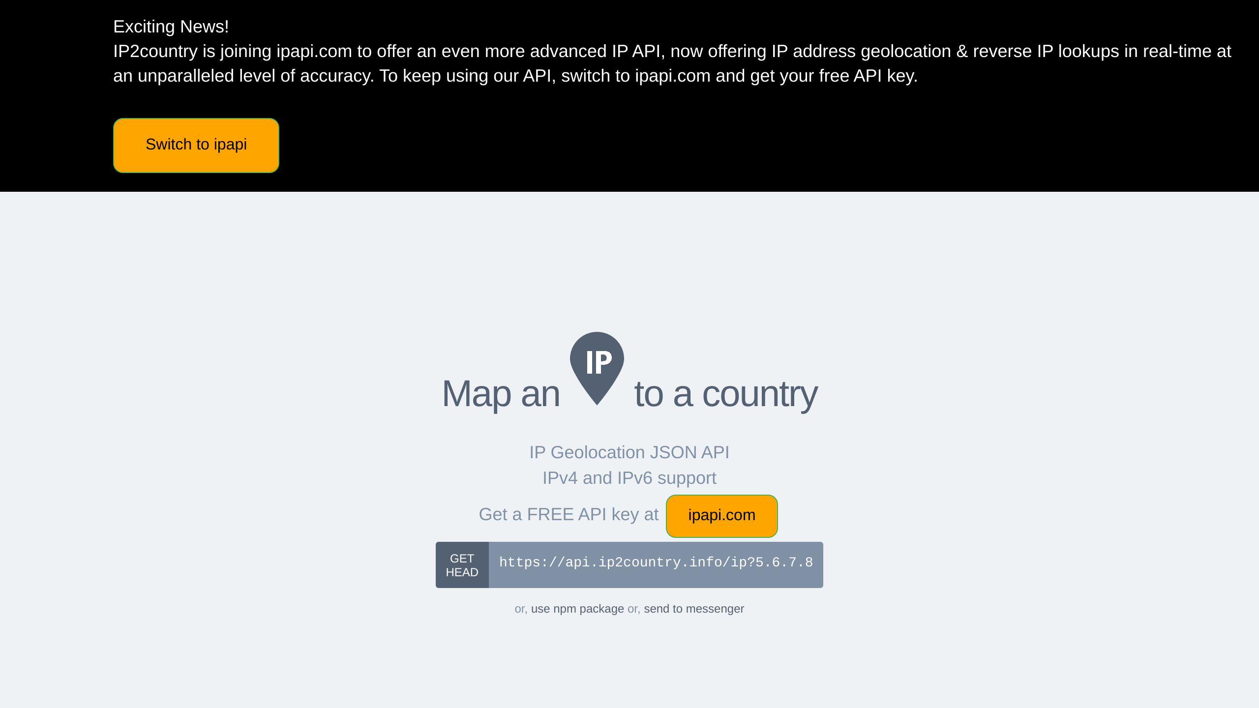 IP 2 Country's website screenshot
