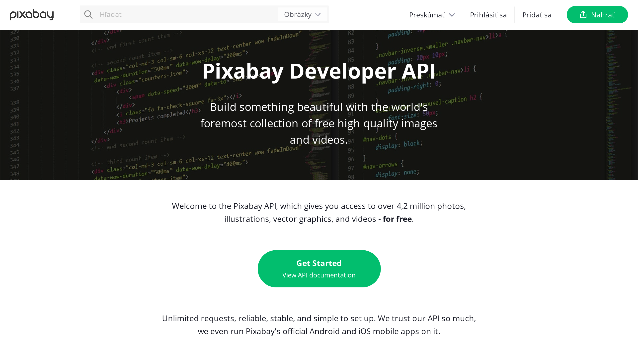 Pixabay's website screenshot