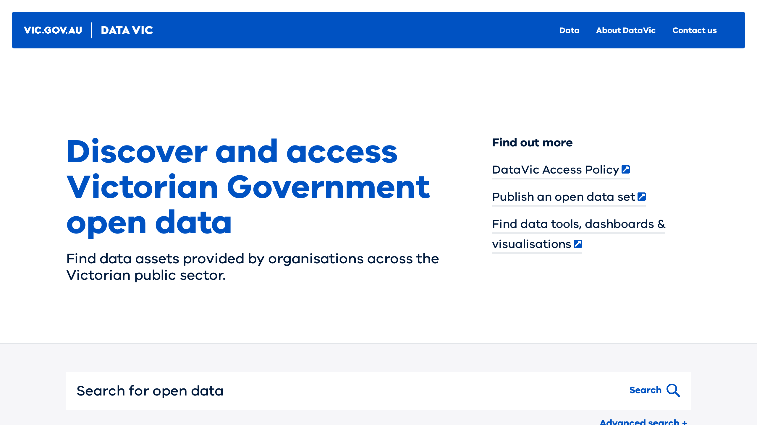 Open Government, Victoria State Government's website screenshot
