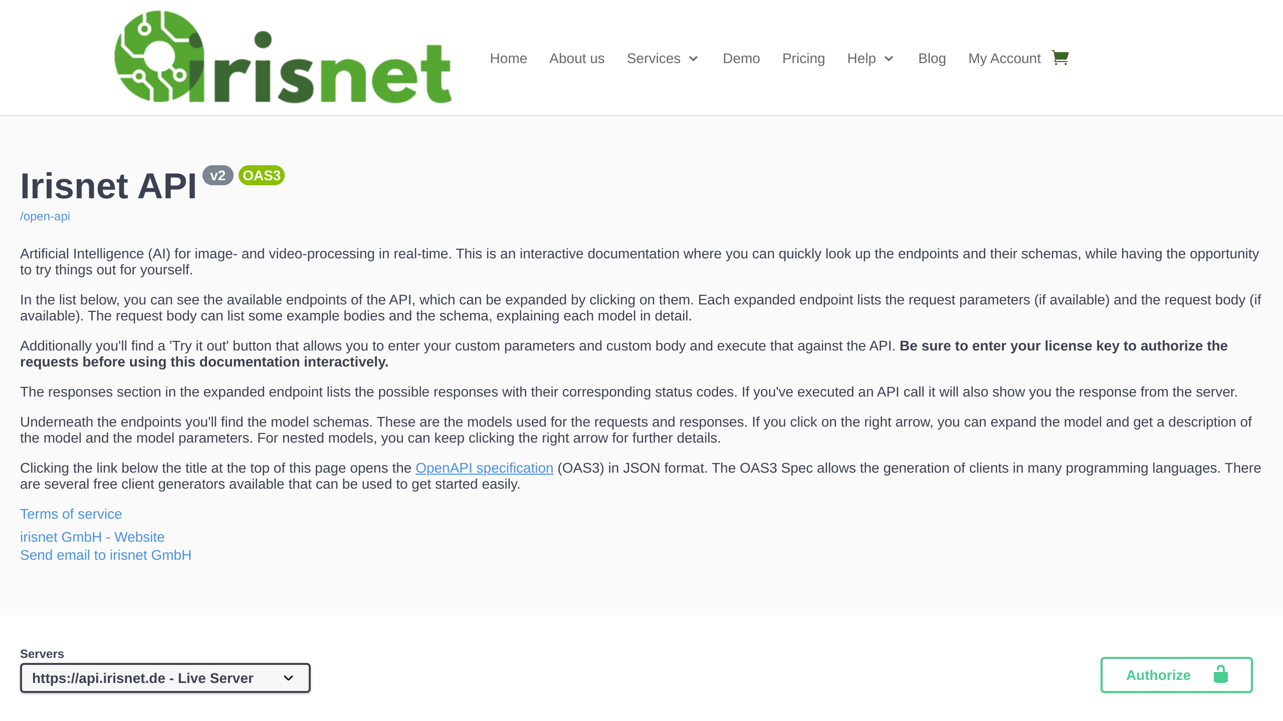 Irisnet's website screenshot