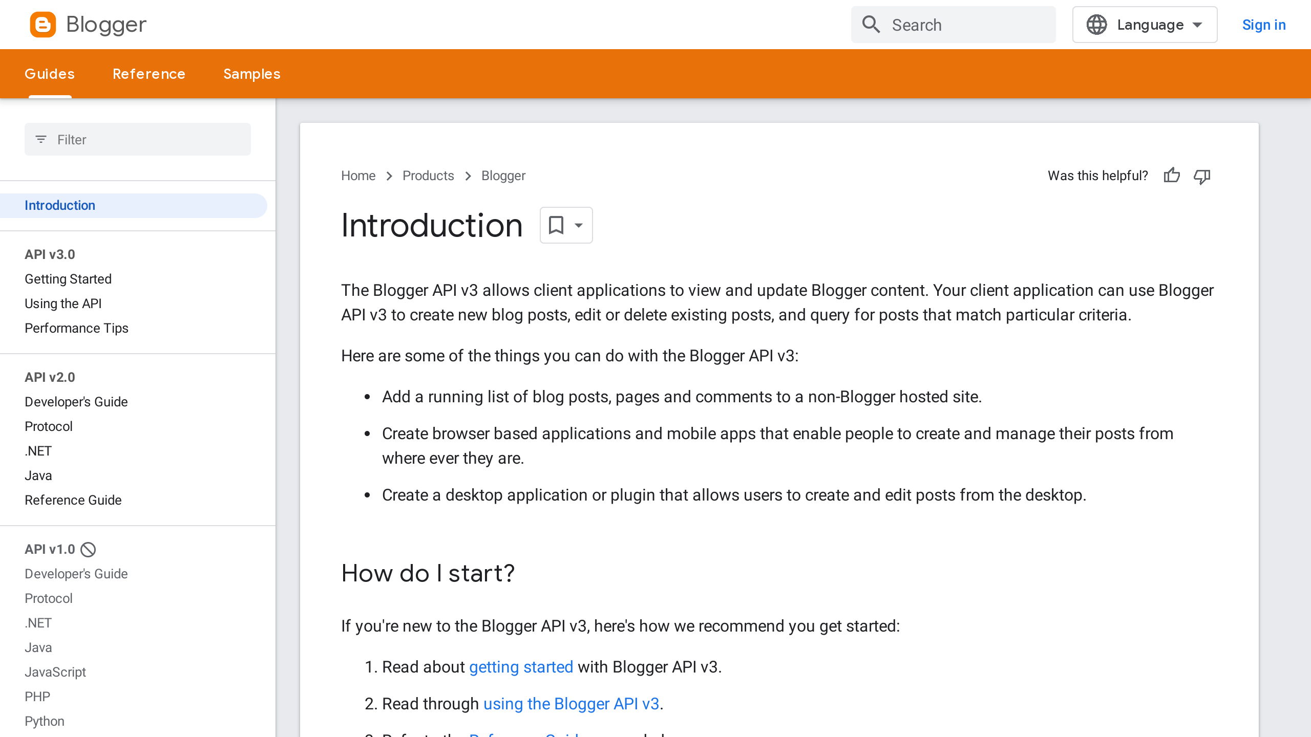 Blogger's website screenshot