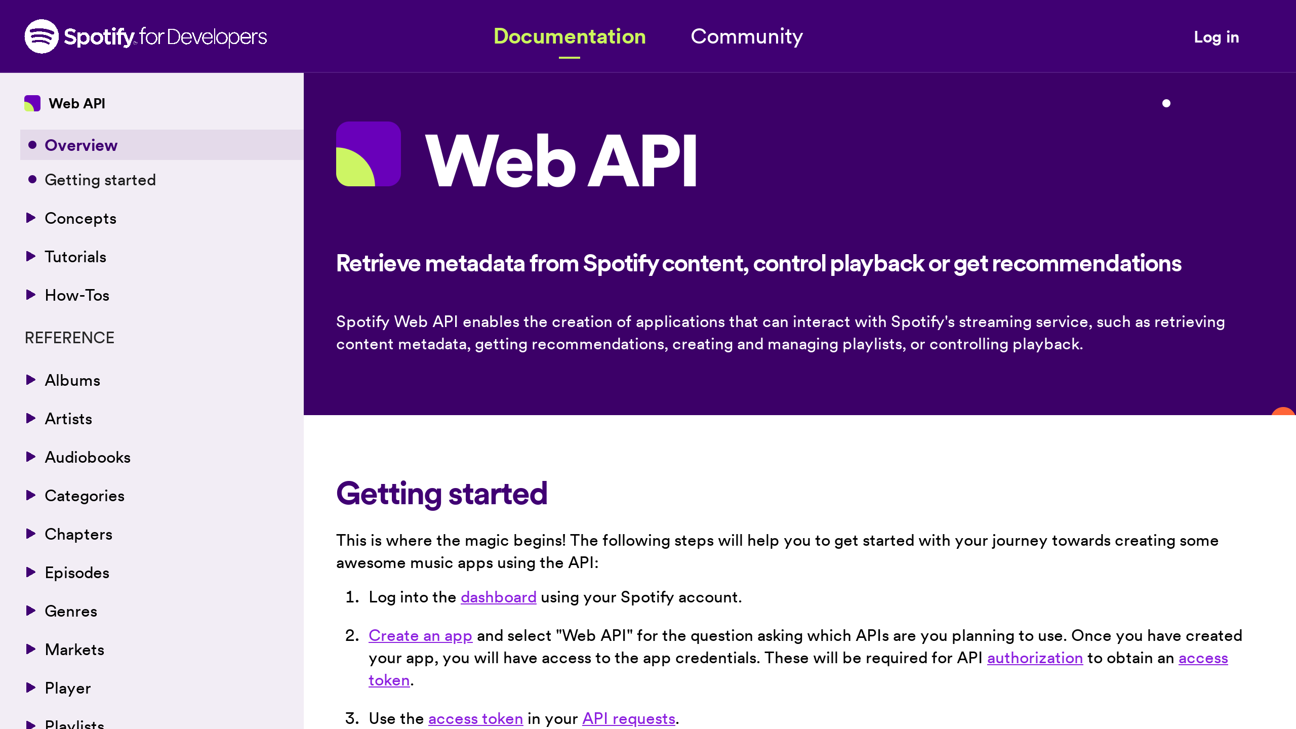 Spotify's website screenshot