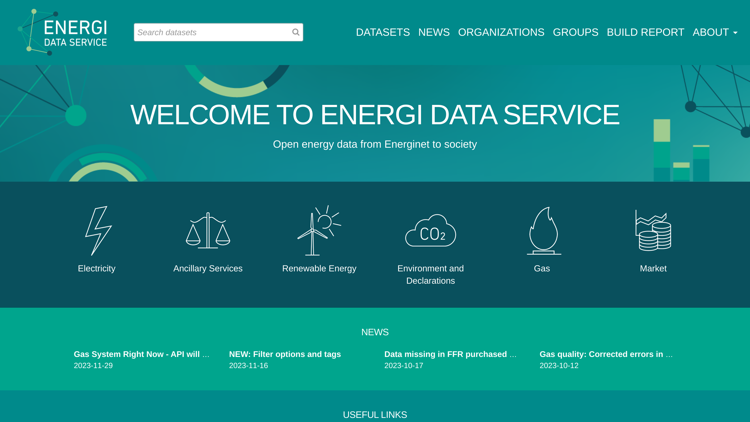 Danish data service Energi's website screenshot