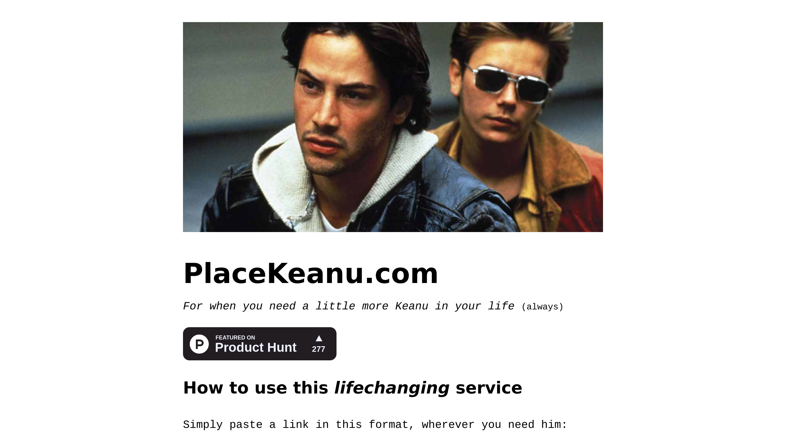 PlaceKeanu's website screenshot