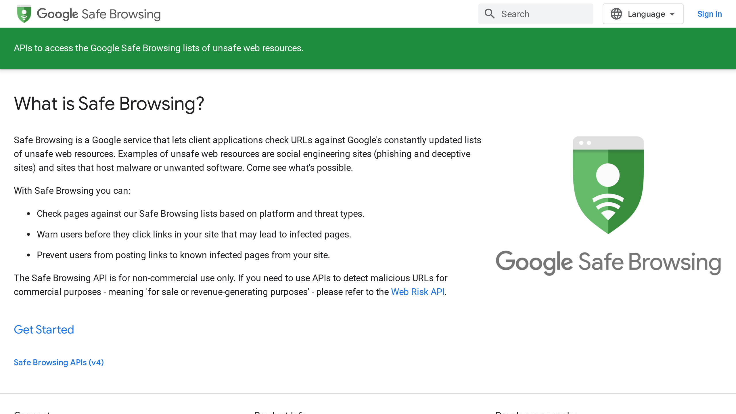 Google Safe Browsing's website screenshot