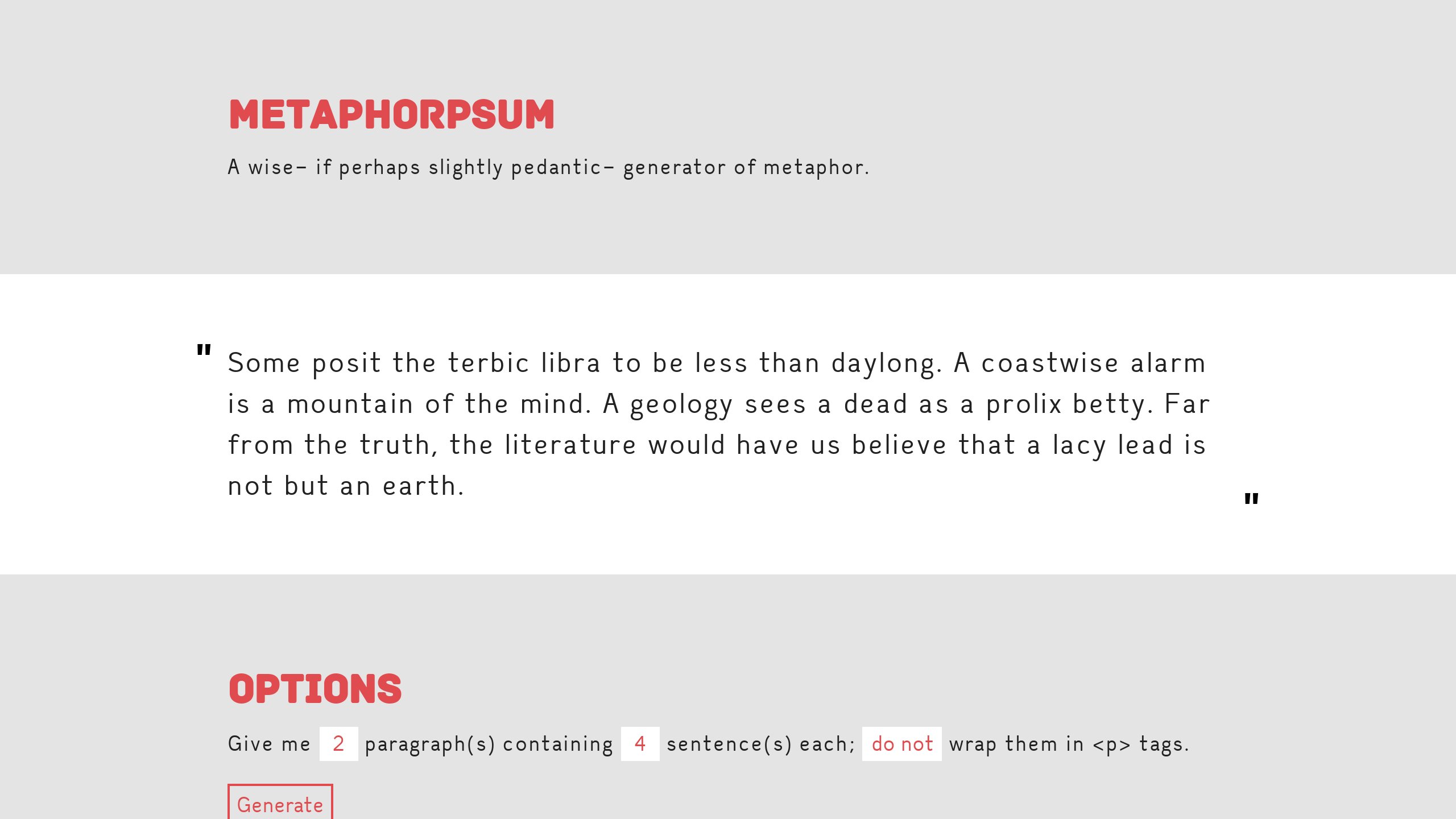 Metaphorsum's website screenshot