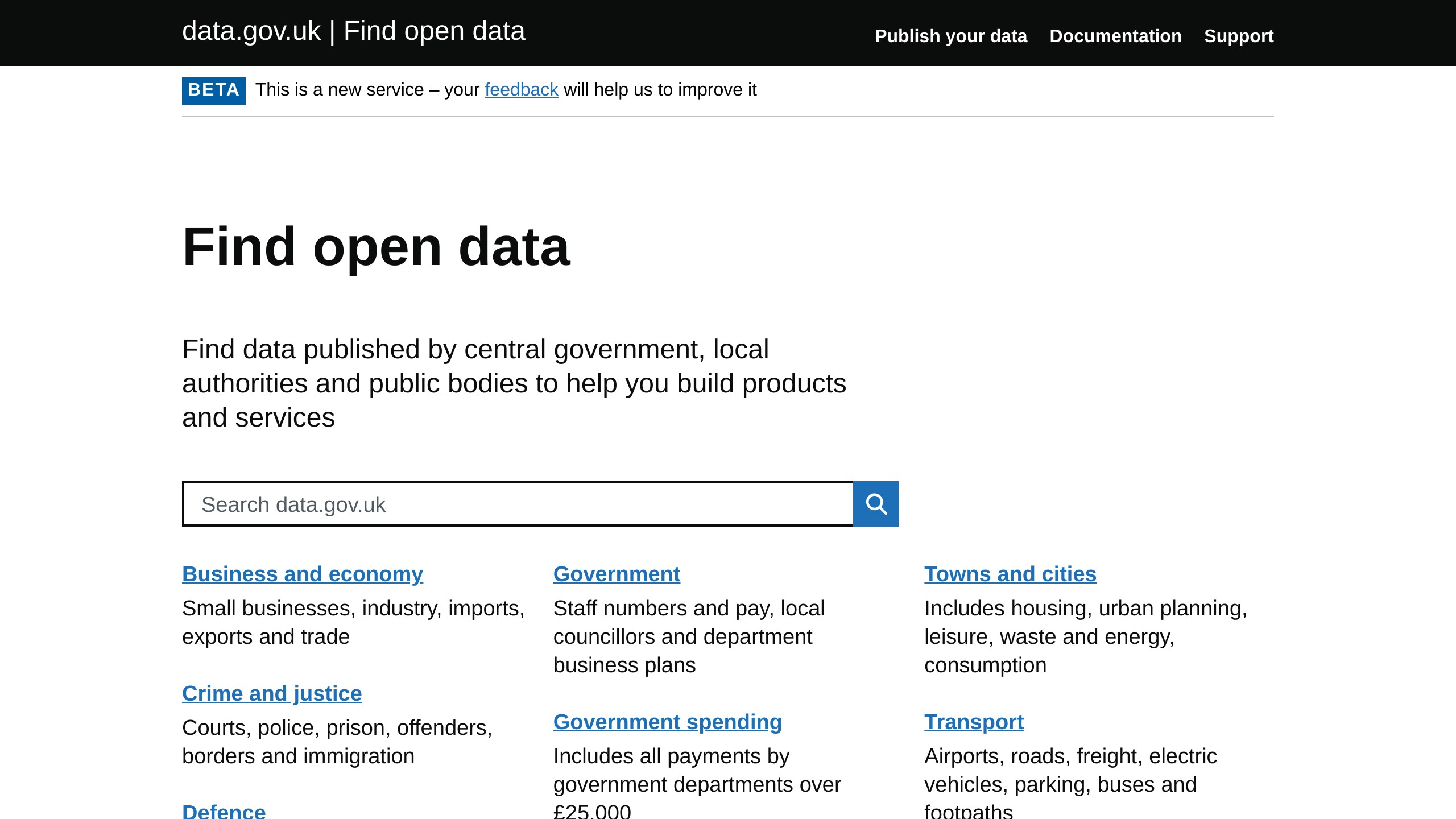 Open Government, UK's website screenshot