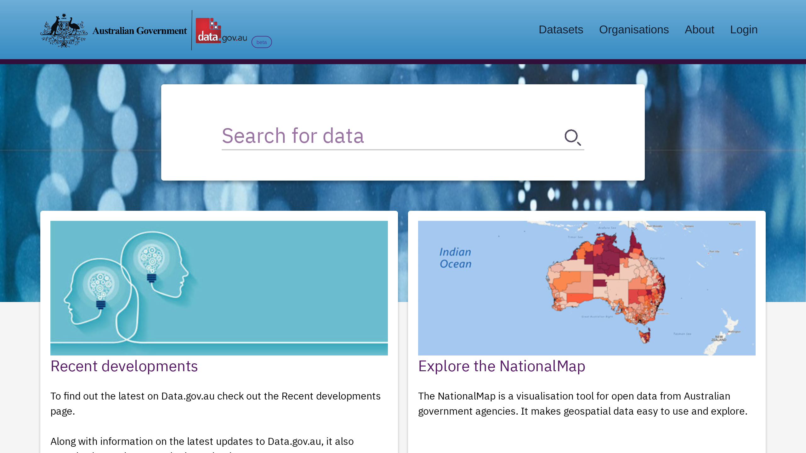 Open Government, Australia's website screenshot