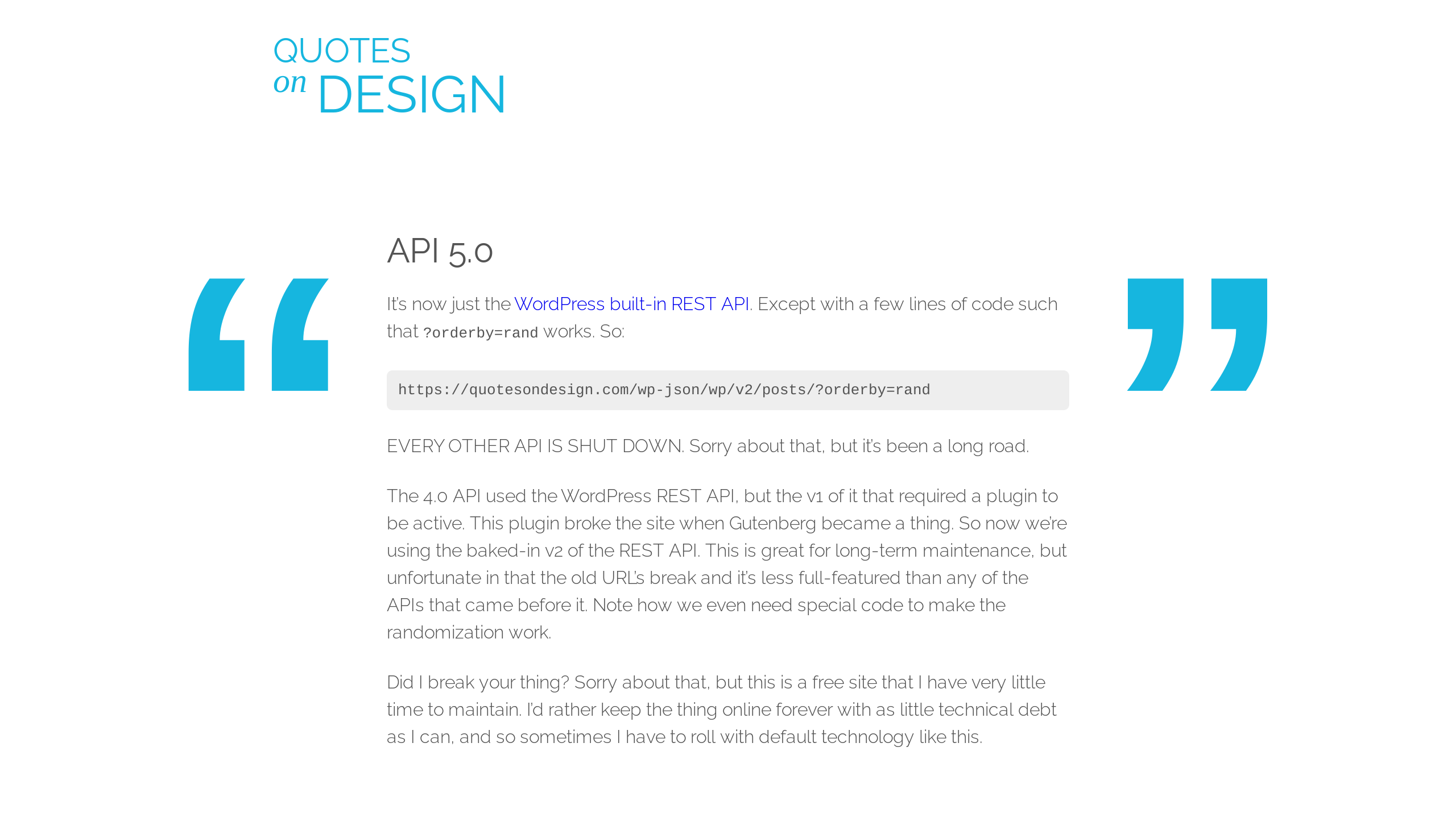 Quotes on Design's website screenshot