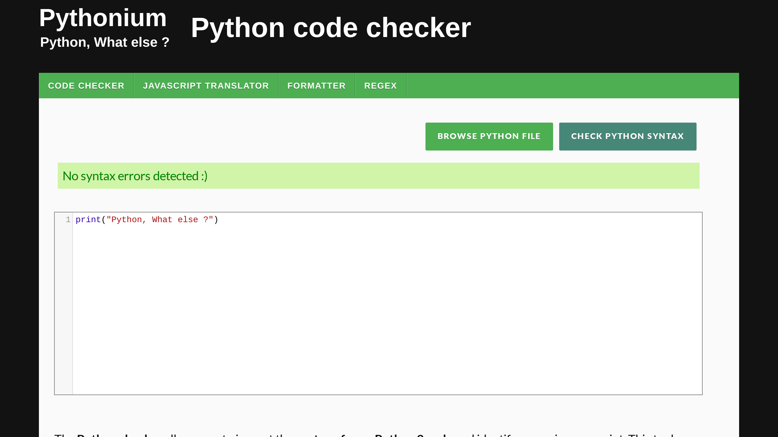 Pythonium's website screenshot