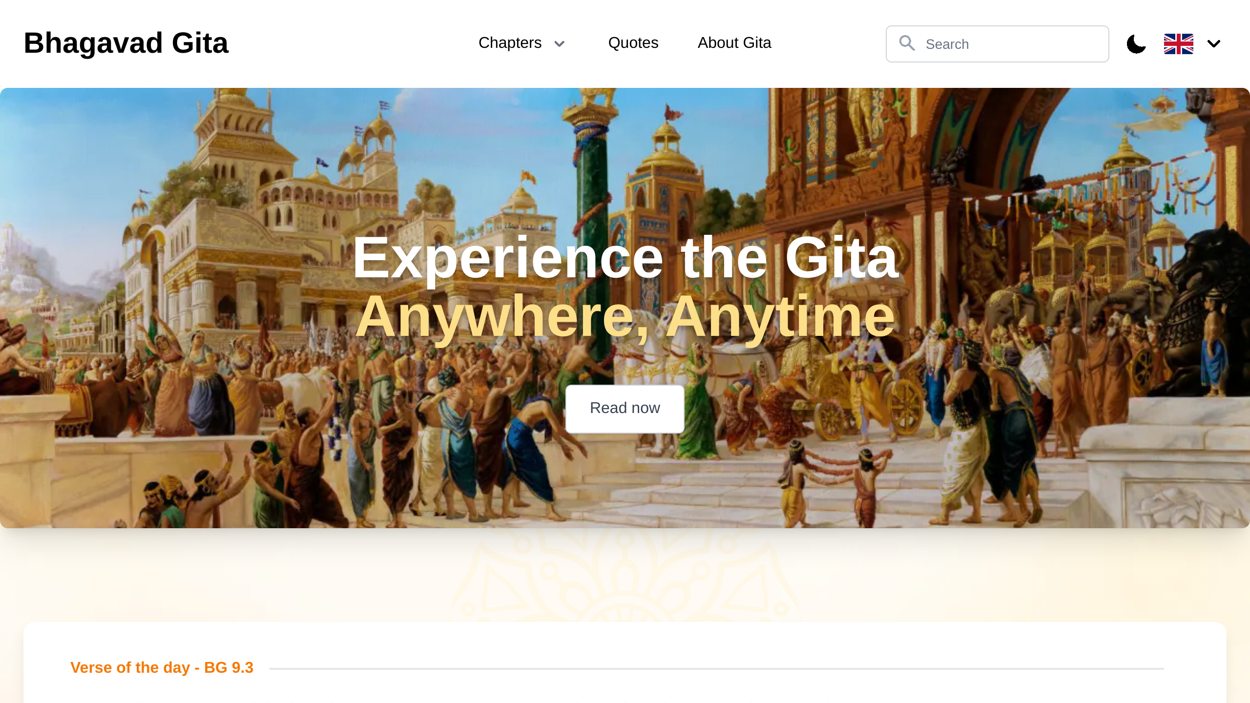 Bhagavad Gita's website screenshot