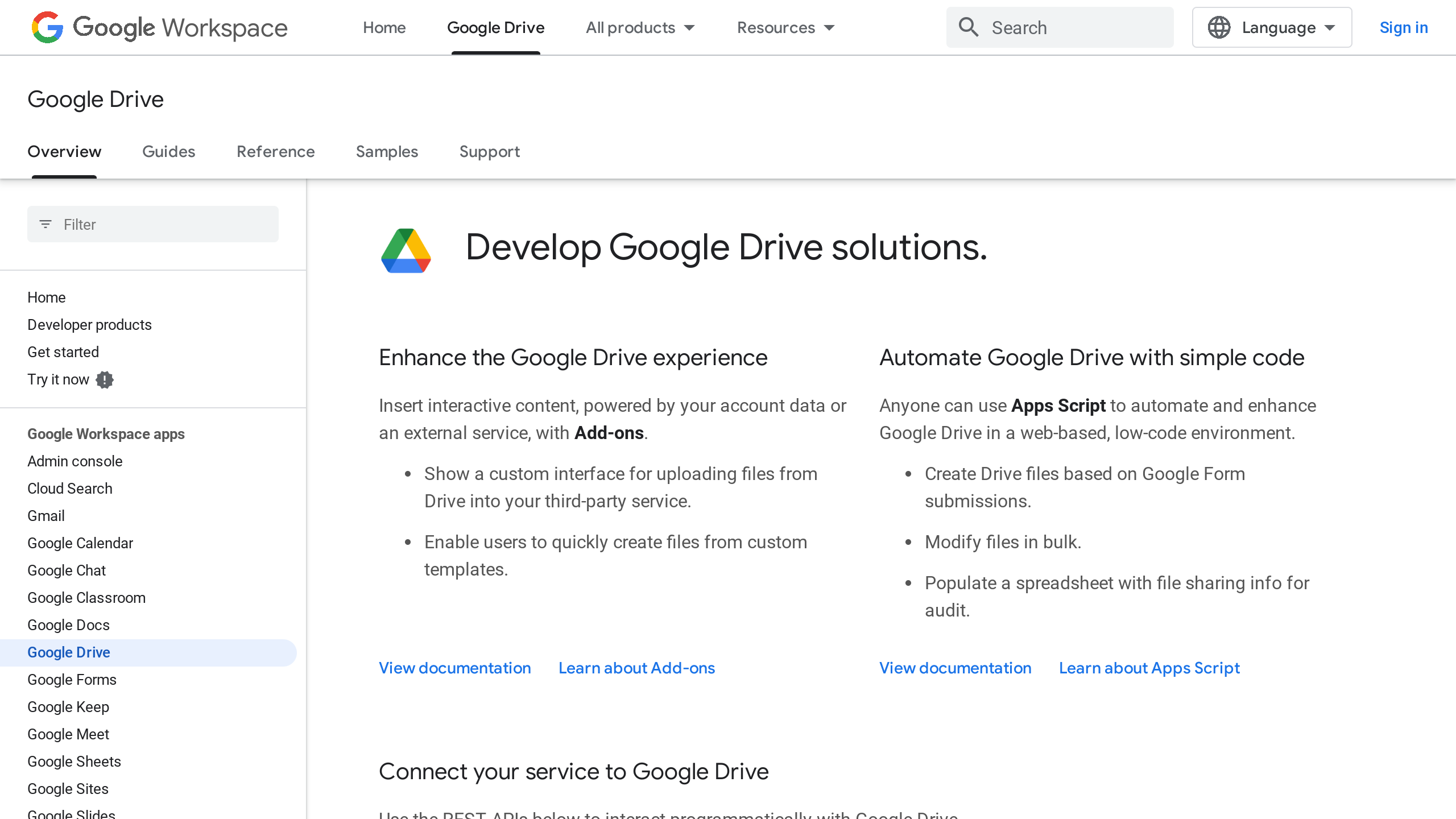 Google Drive's website screenshot