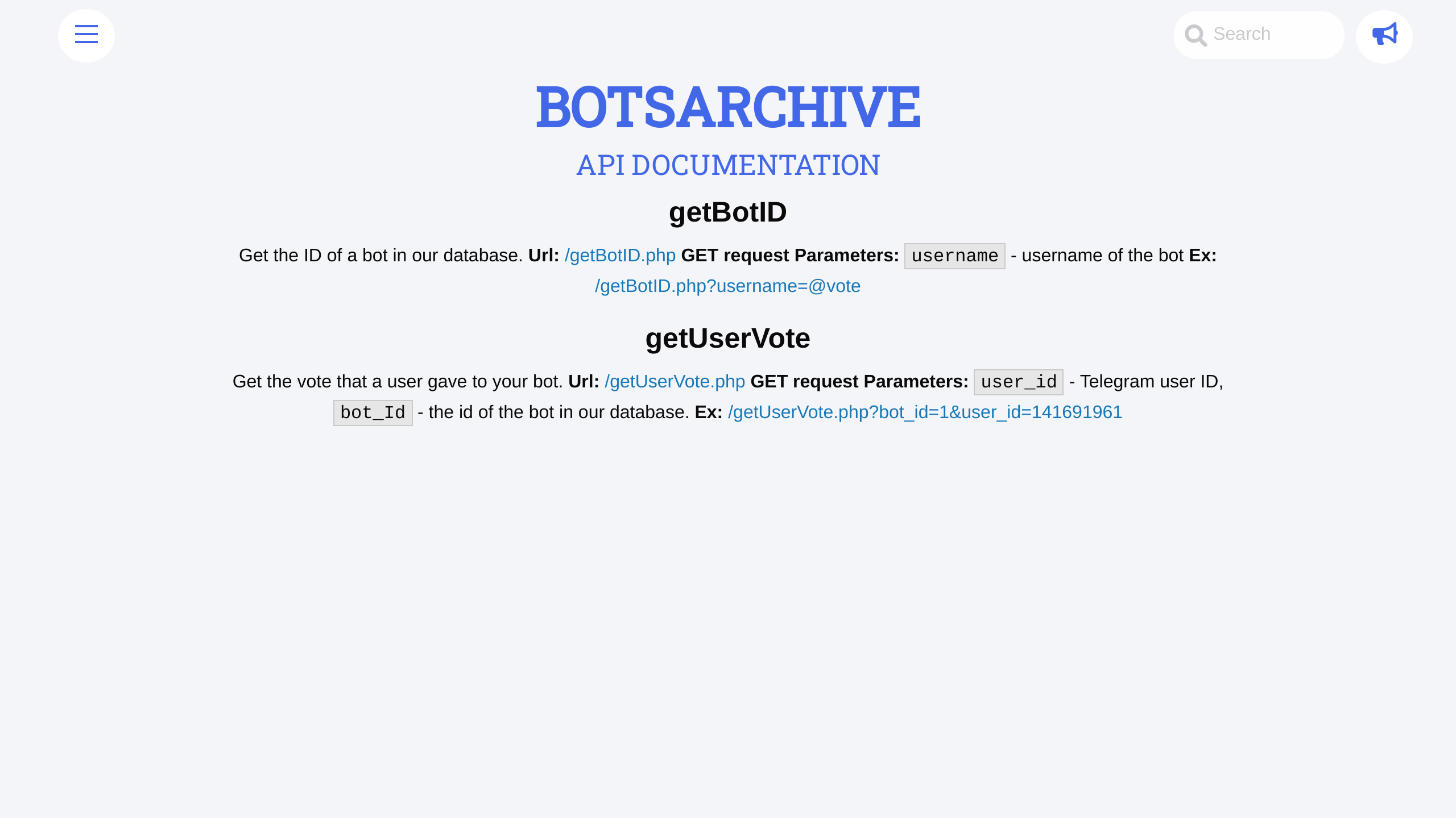 BotsArchive's website screenshot