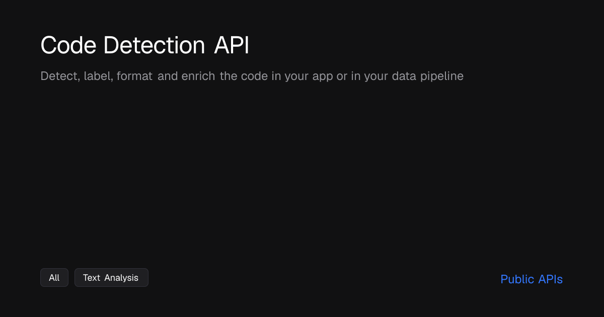 Code Detection API - Public APIs - Public APIs