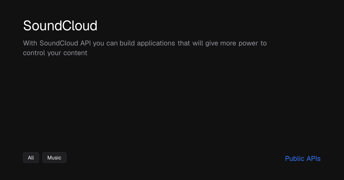 SoundCloud - Public APIs - Public APIs