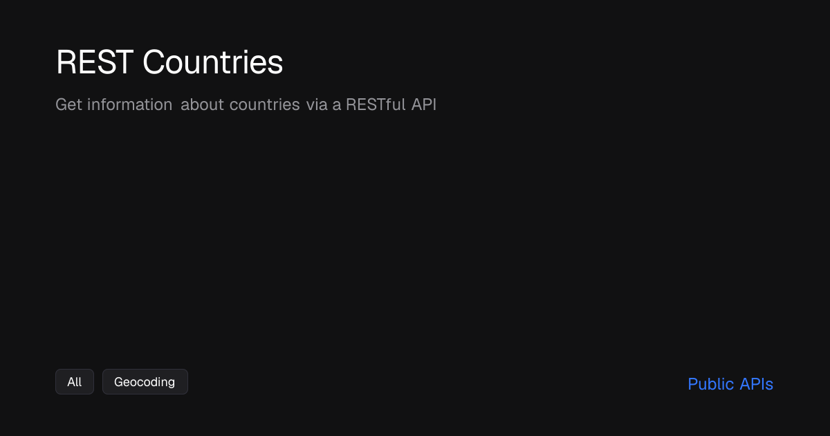 REST Countries - Public APIs - Public APIs