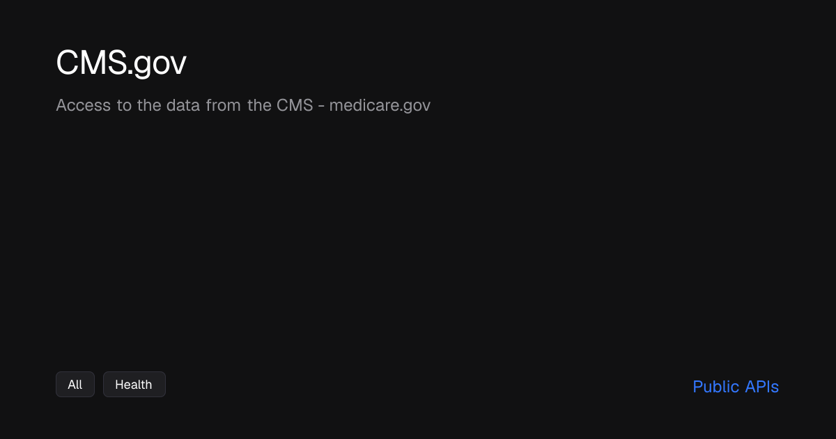 CMS.gov - Public APIs - Public APIs