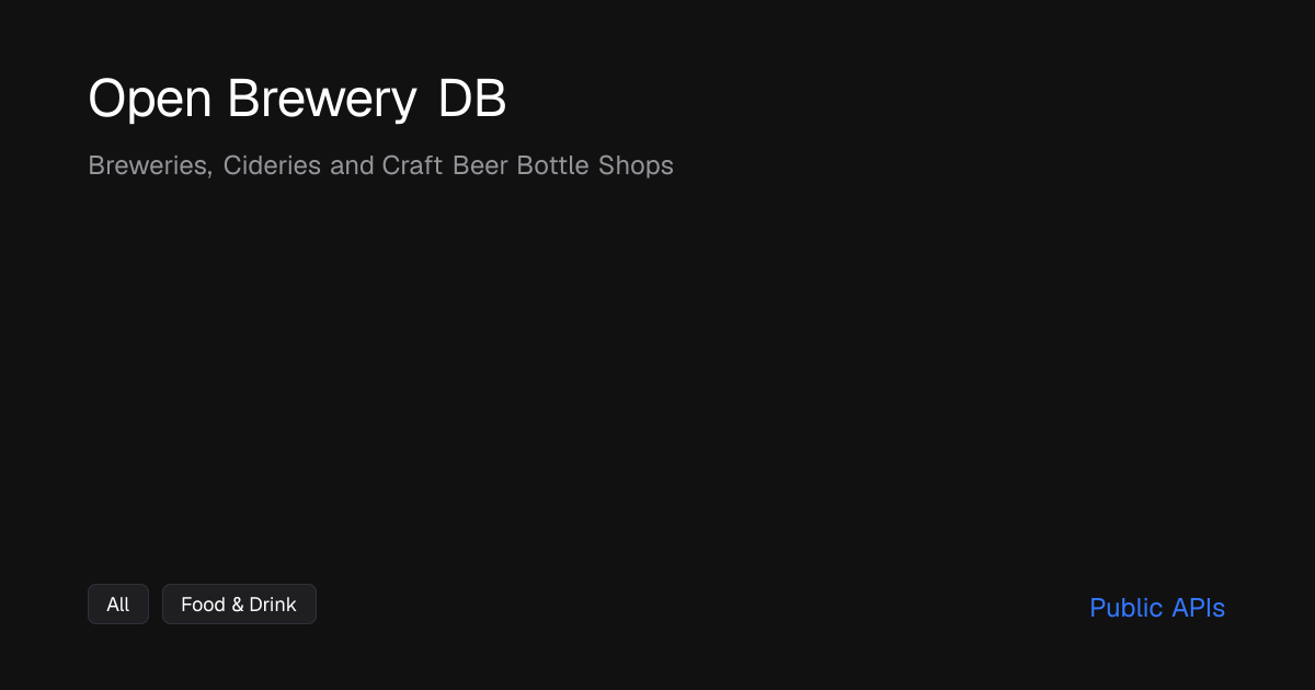 Open Brewery DB: Breweries, Cideries and Craft Beer - Public APIs