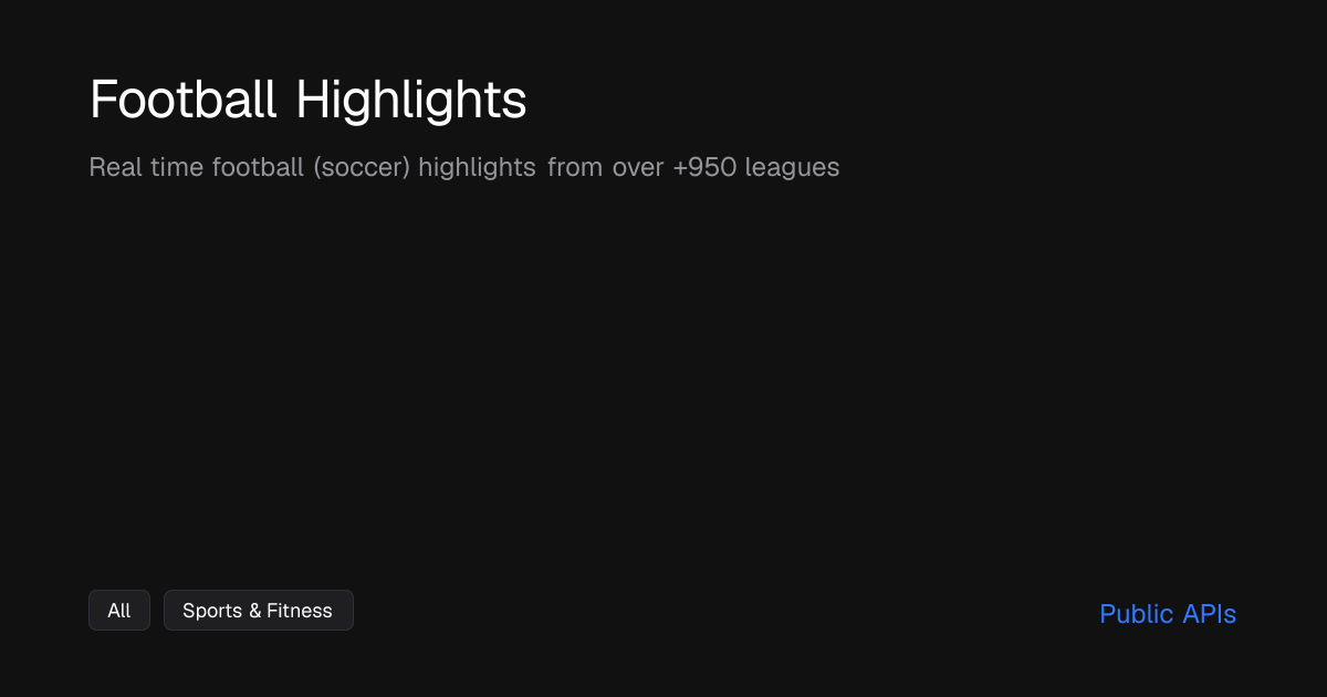 Football Highlights - Public APIs - Public APIs